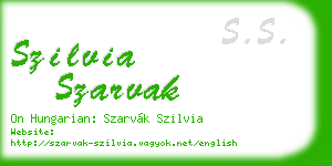 szilvia szarvak business card